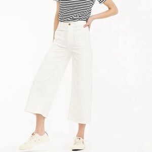White Wide-Leg Cropped Pants